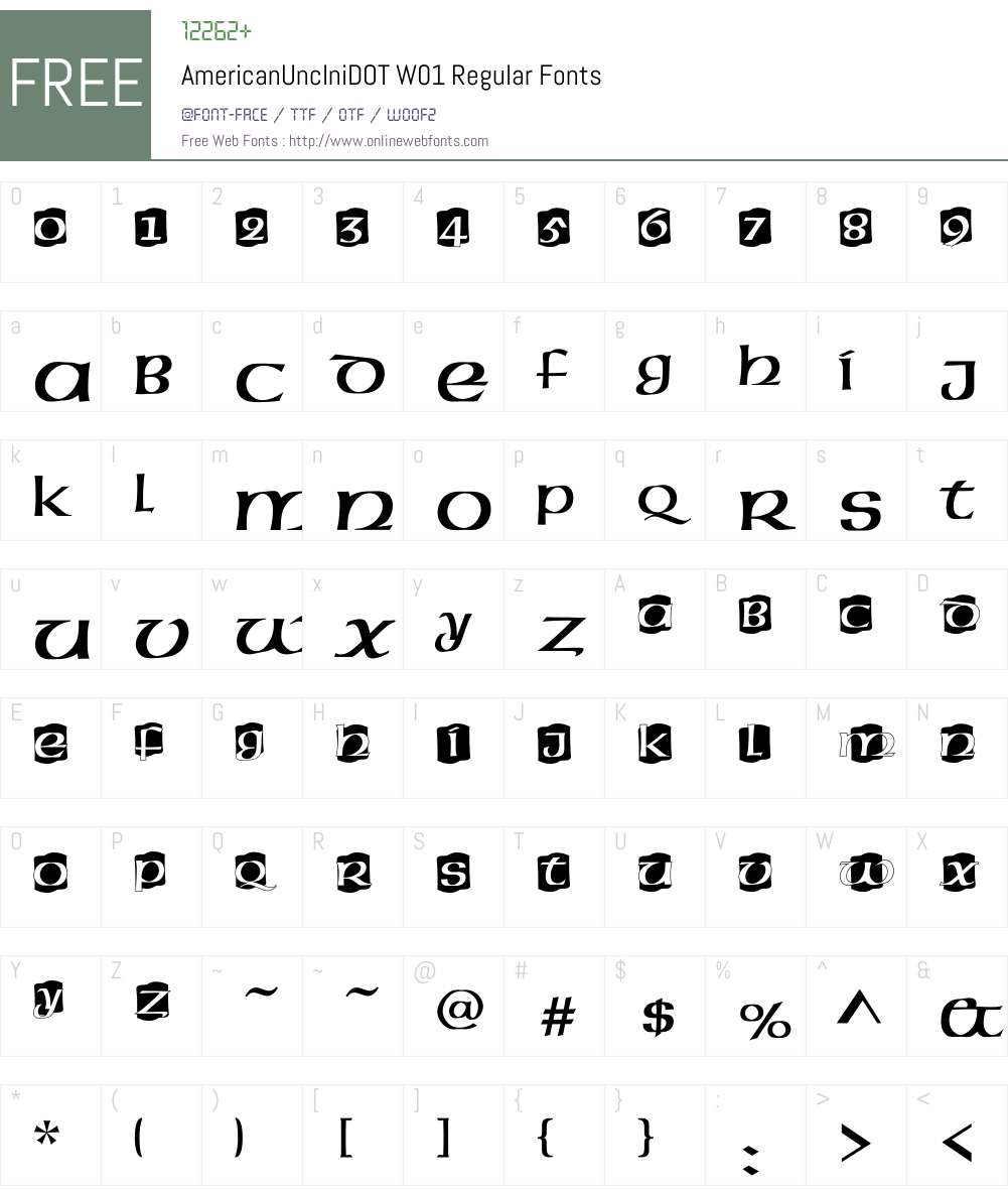 AmericanUncIniDOTW01-Rg Font Screenshots