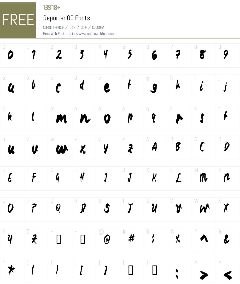 Reporter 00 Font Screenshots