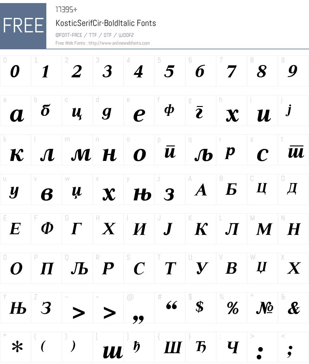 KosticSerifCir Font Screenshots