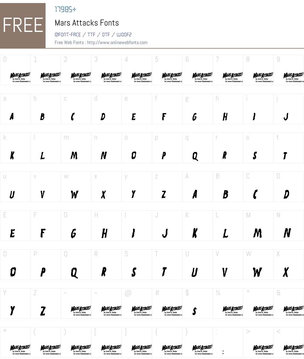 Mars Attacks Font Screenshots