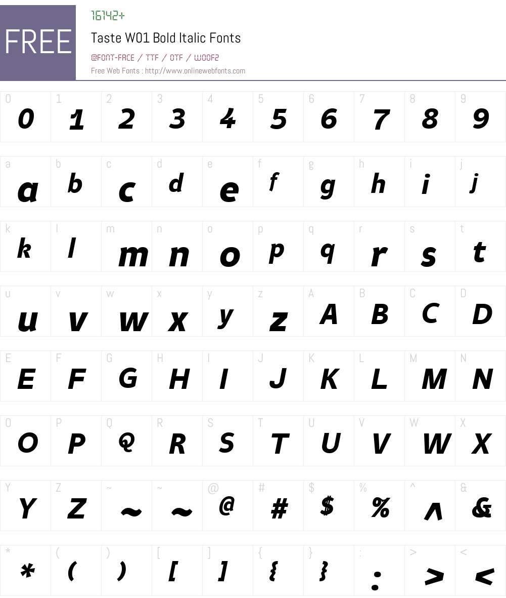 TasteW01-BoldItalic Font Screenshots