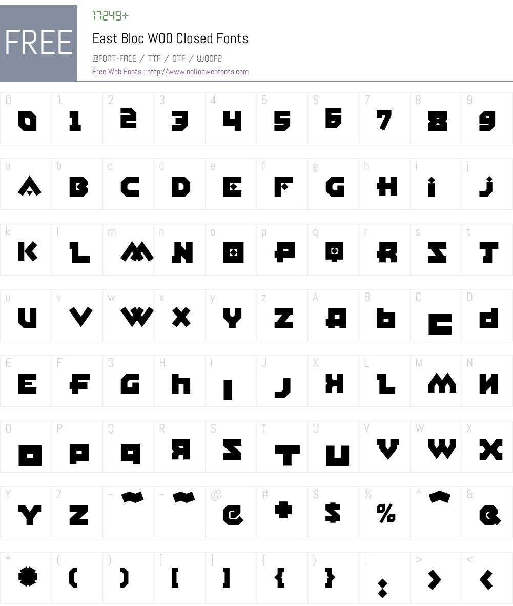 EastBlocW00-Closed Font Screenshots
