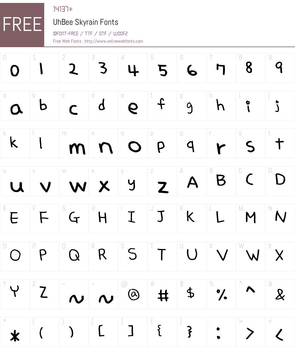 UhBee Skyrain Font Screenshots