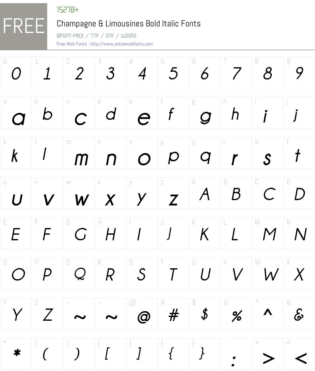 Champagne & Limousines Font Screenshots