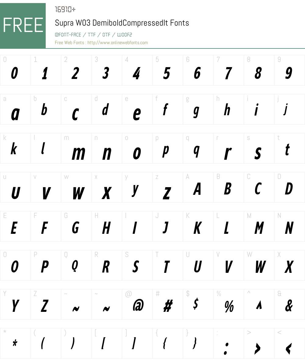 Supra Compressed Font Screenshots
