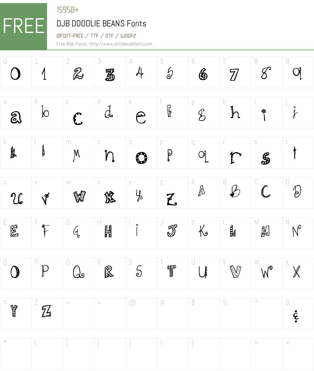 DJB DOODLIE BEANS Font Screenshots