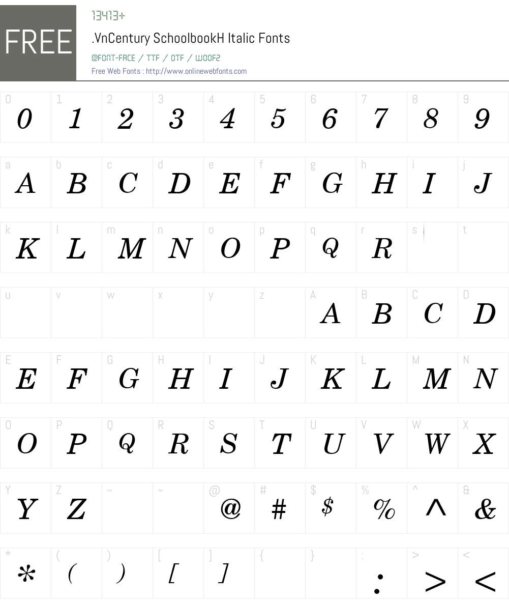 .VnCentury SchoolbookH Font Screenshots