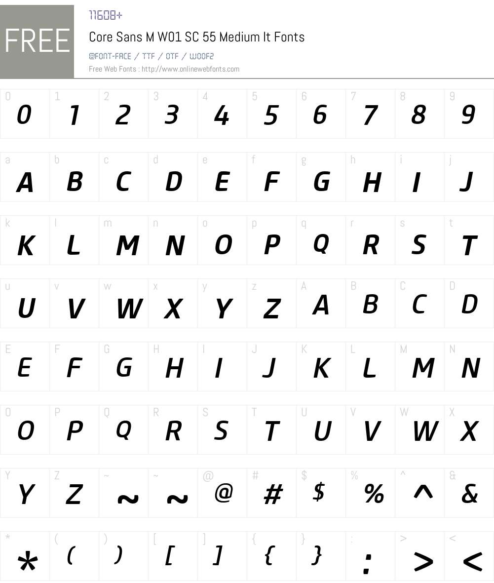 CoreSansMW01-SC55MediumIt Font Screenshots