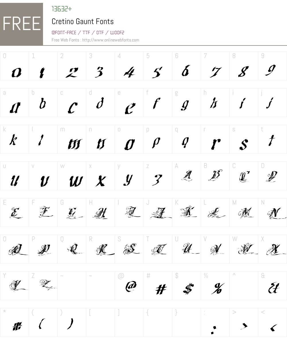 Cretino Gaunt Font Screenshots