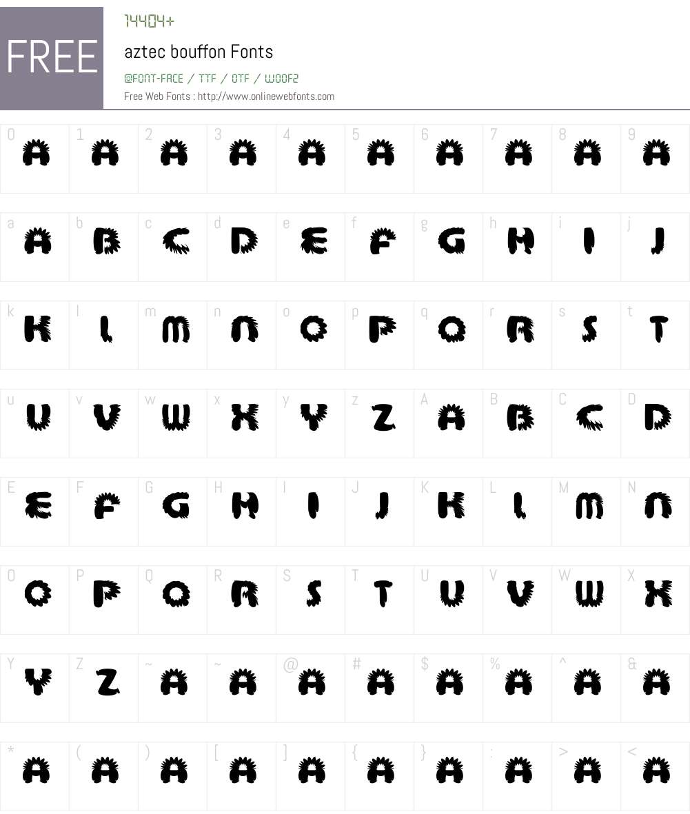 aztec bouffon Font Screenshots