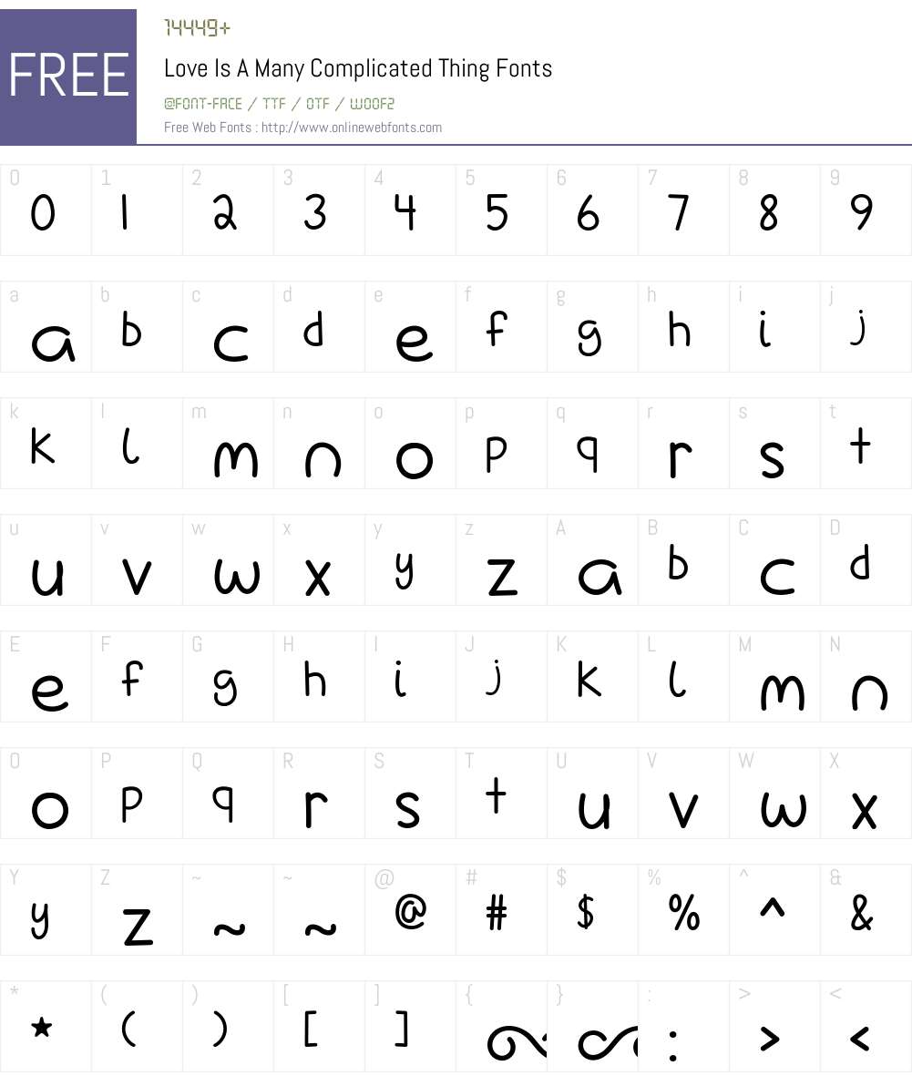 Love Is A Many Complicated Thing Font Screenshots