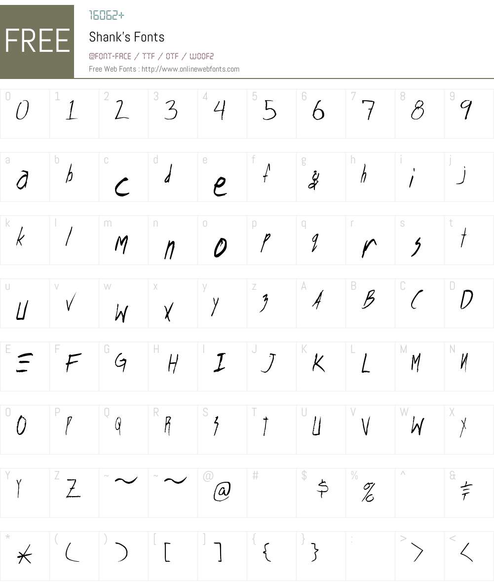 Shank's Font Screenshots