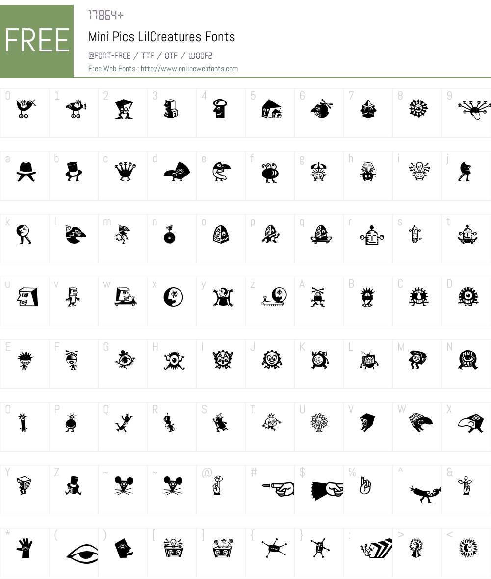 Mini Pics Font Screenshots