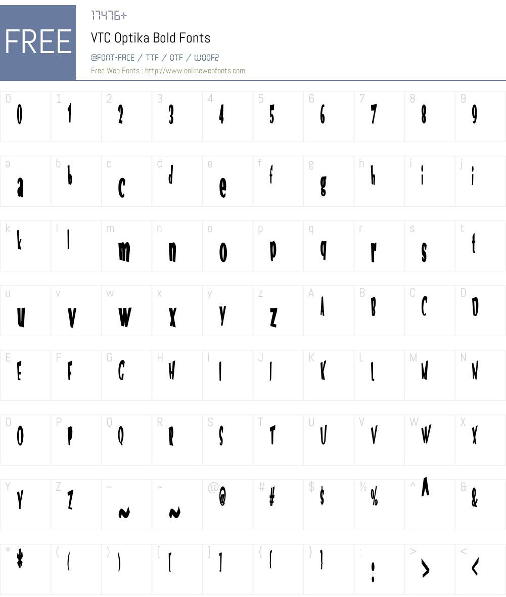 VTC Optika Font Screenshots