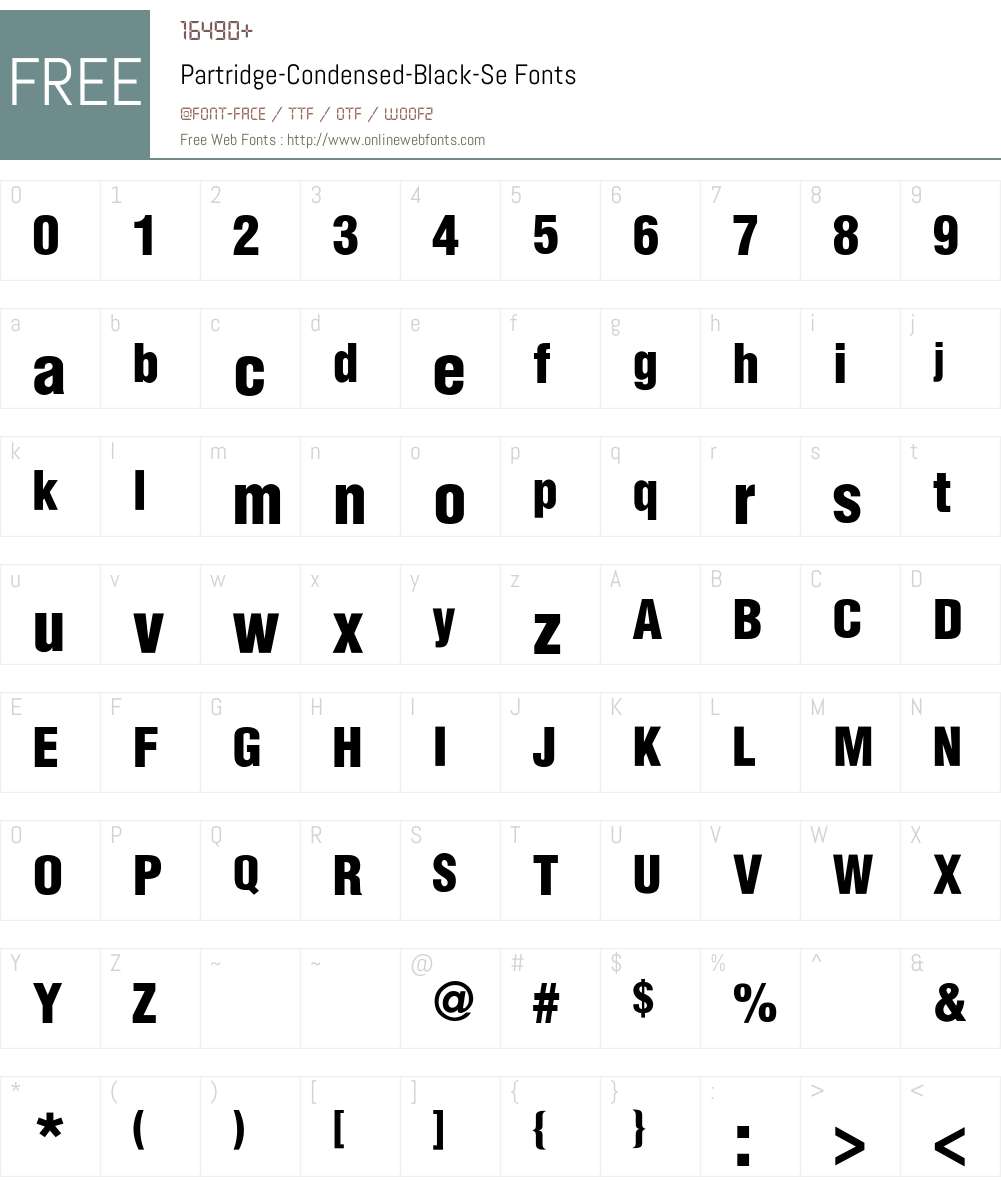 Partridge-Condensed-Black-Se Font Screenshots