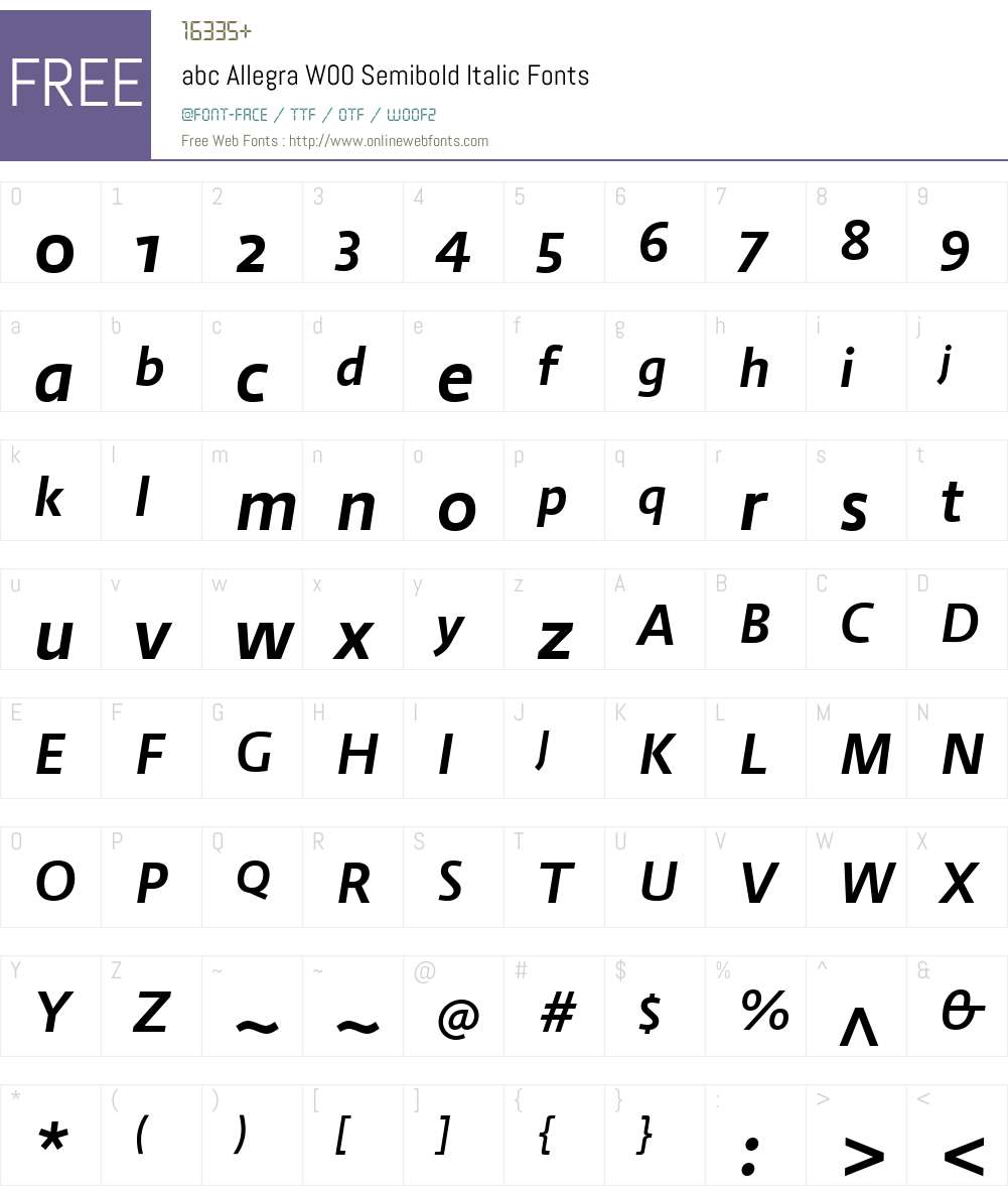 Allegra Font Screenshots