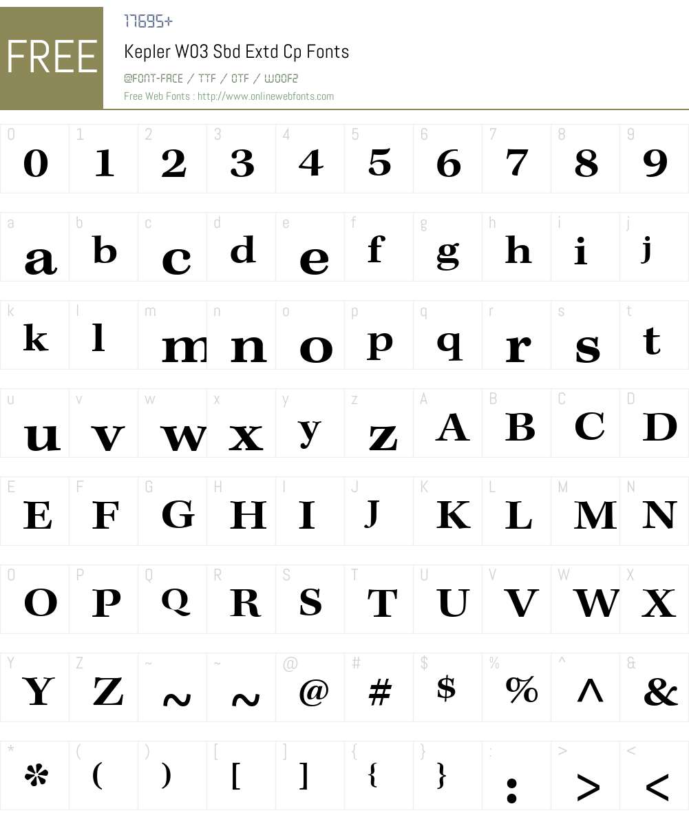 KeplerW03-SbdExtdCp Font Screenshots