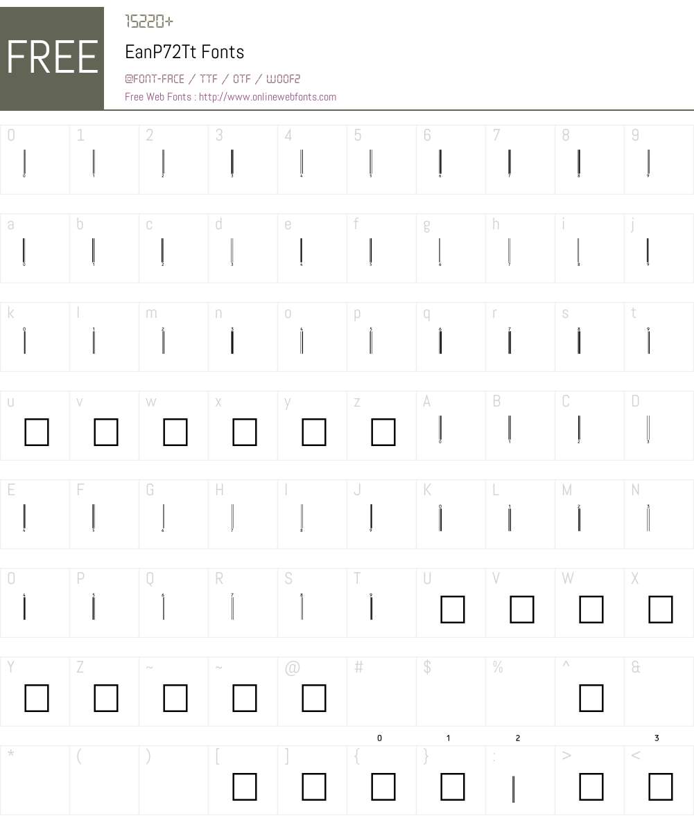 EanP72Tt Font Screenshots