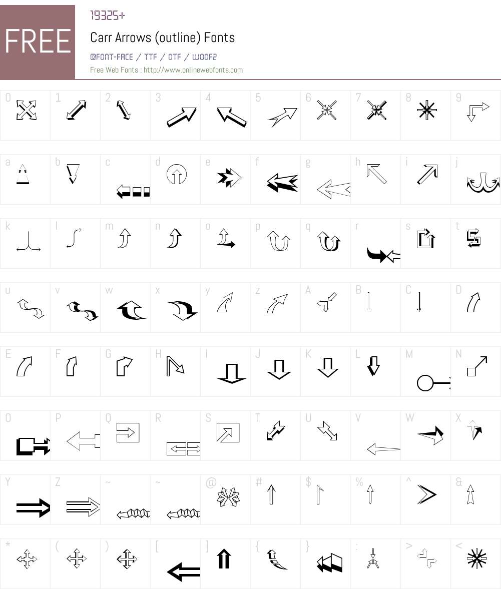 Carr Arrows (outline) Font Screenshots