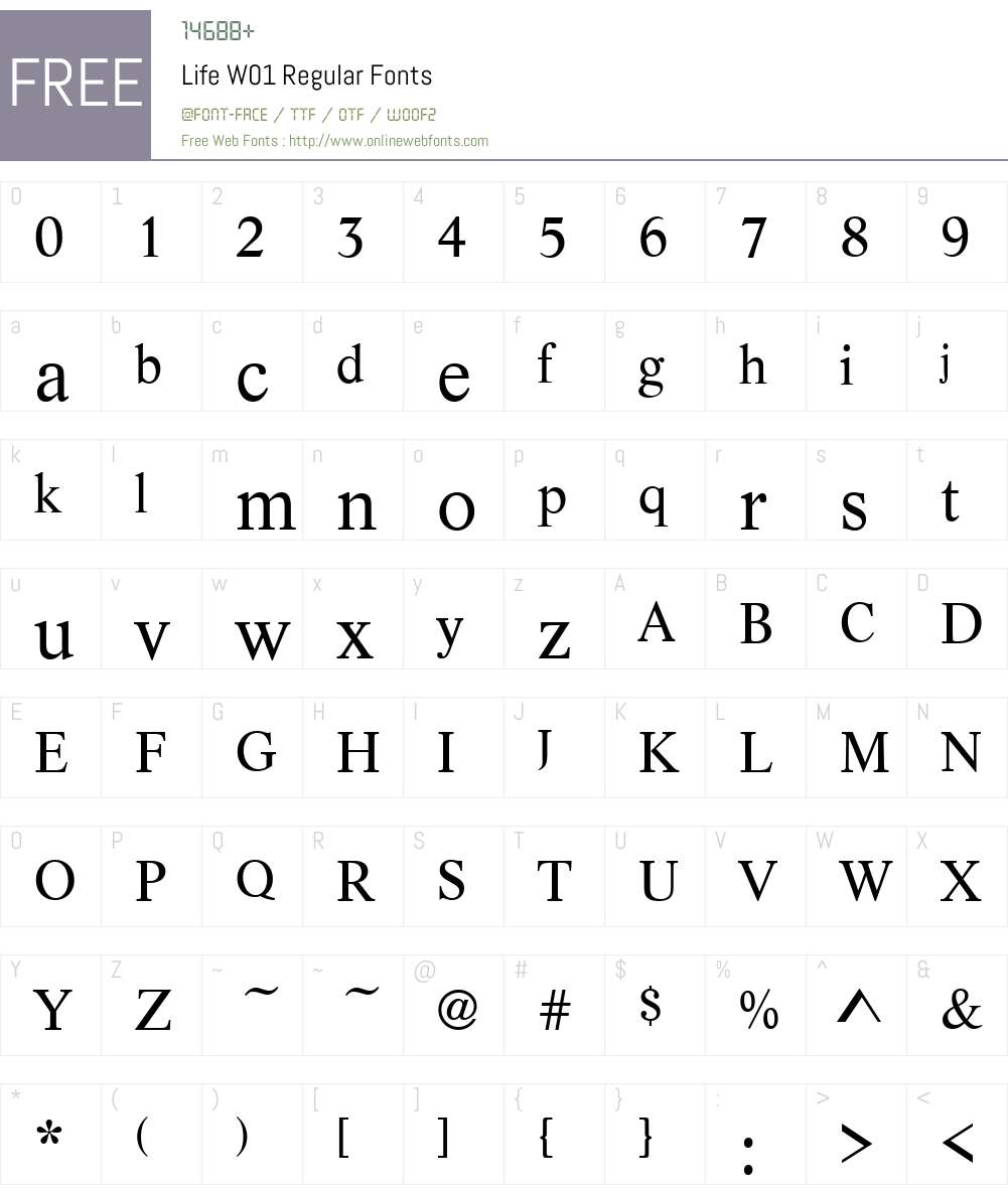 LifeW01-Regular Font Screenshots