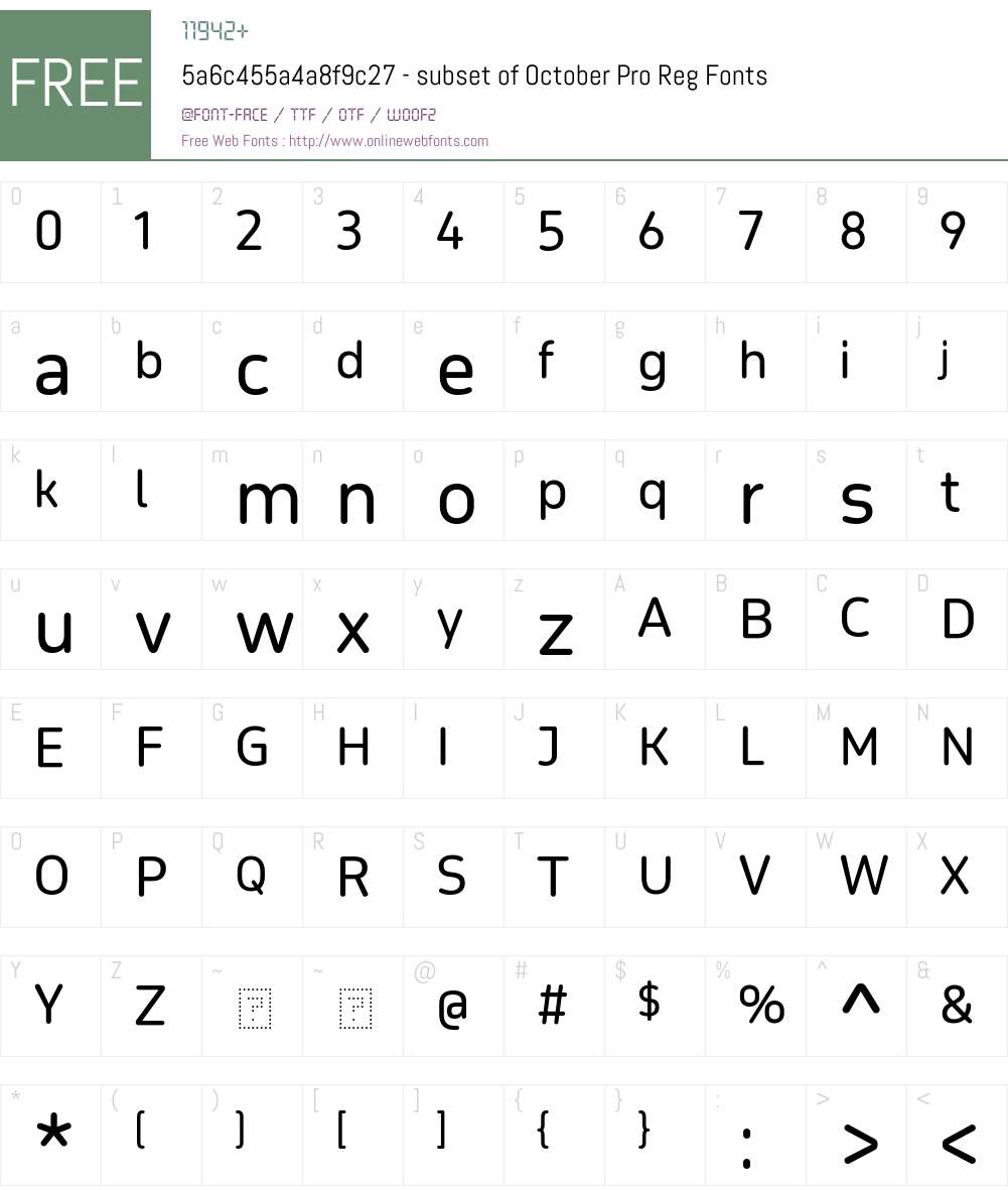 5a6c455a4a8f9c27 - subset of October Pro Reg Font Screenshots