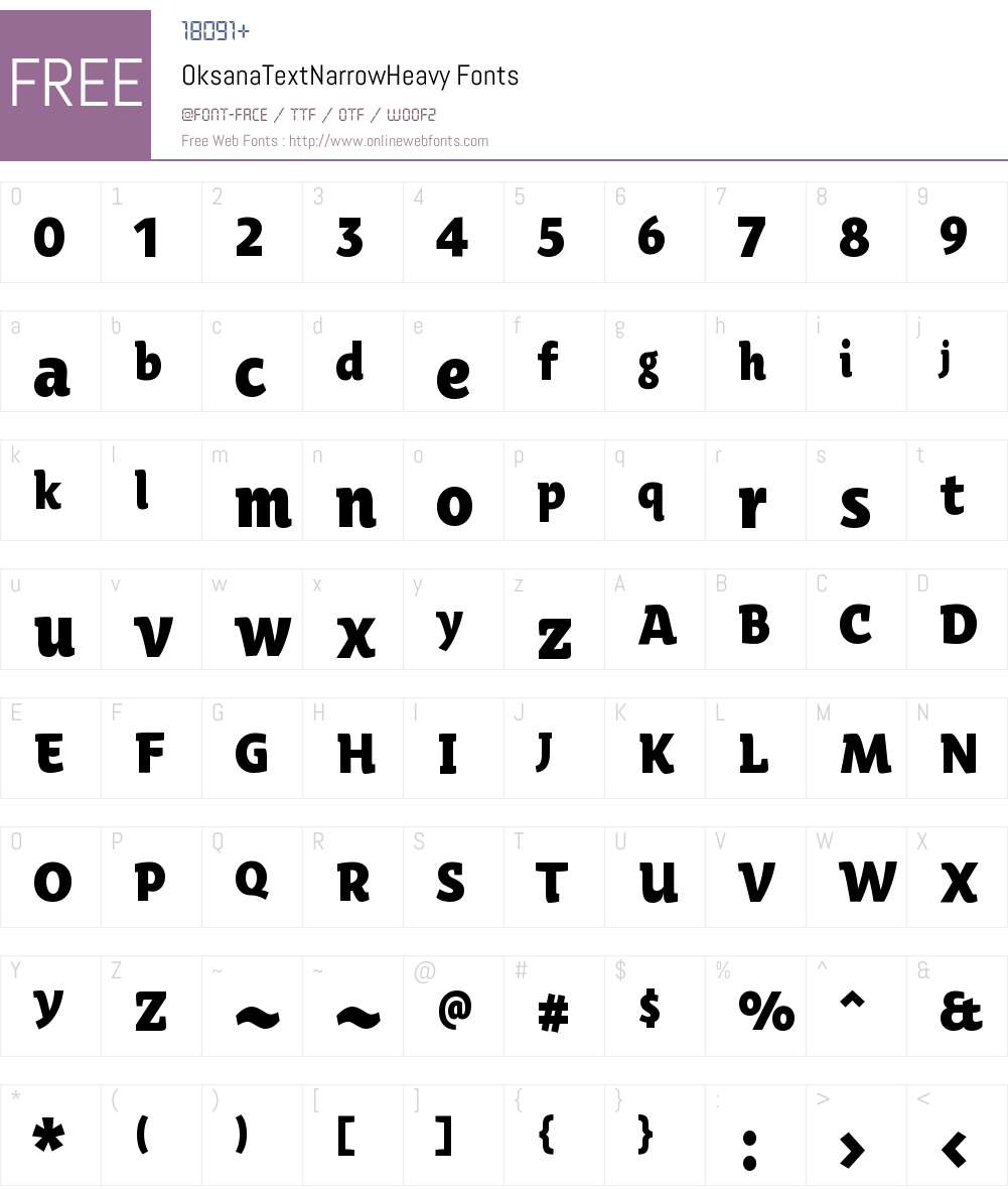 Oksana Text Narrow Heavy Font Screenshots