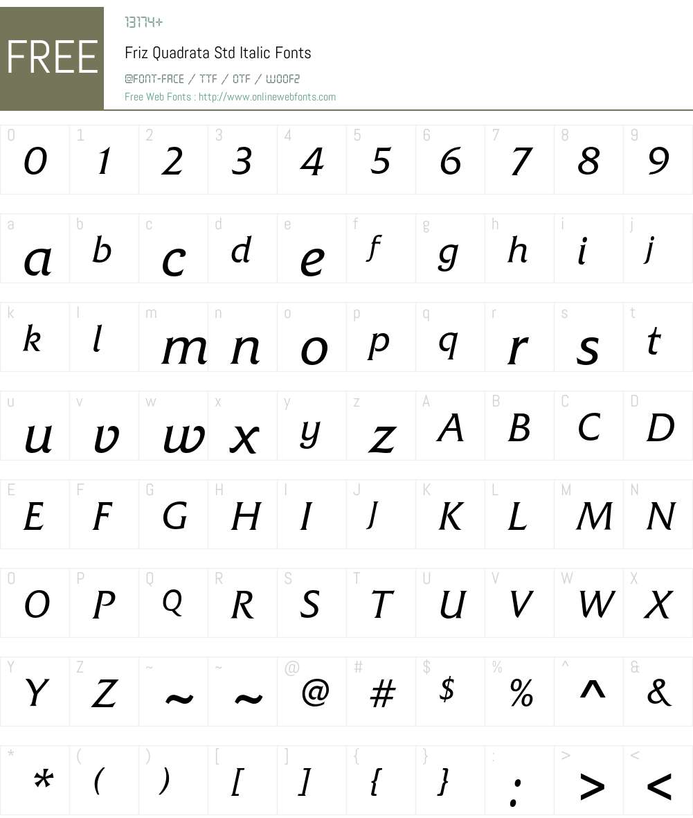 Friz Quadrata Std Font Screenshots