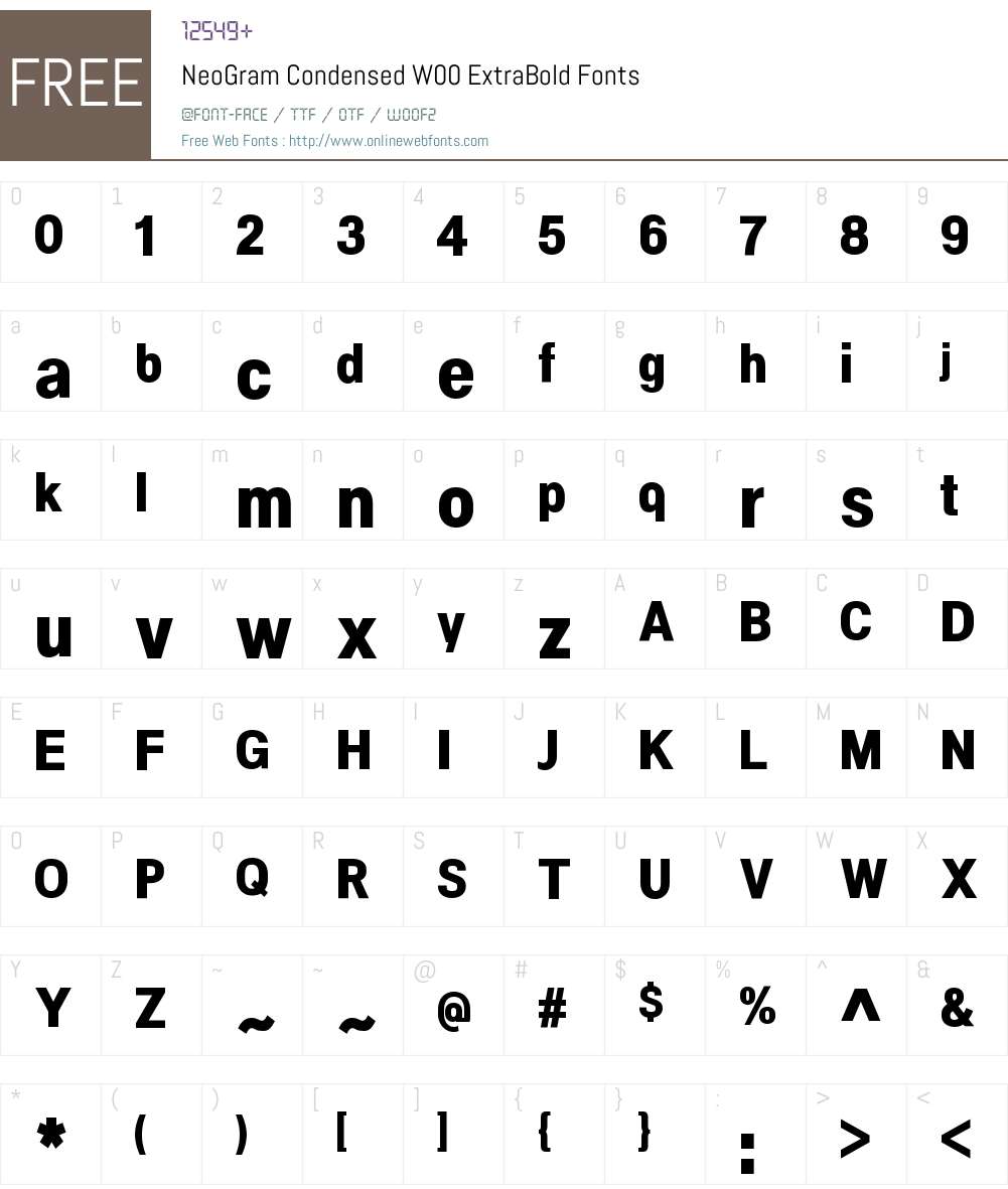 NeoGramCondensedW00-XBold Font Screenshots