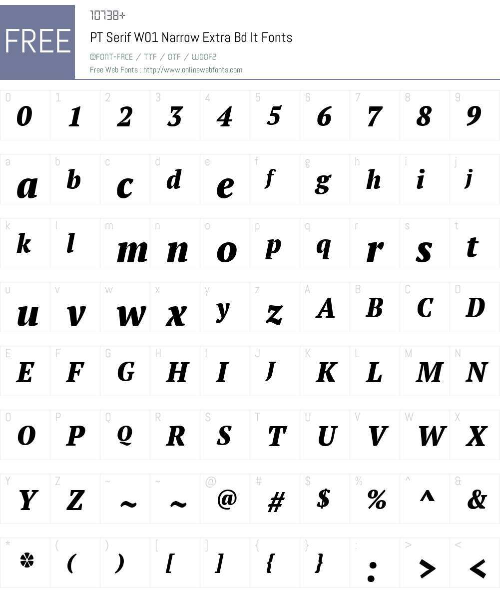 PTSerifW01-NarrowExtraBdIt Font Screenshots