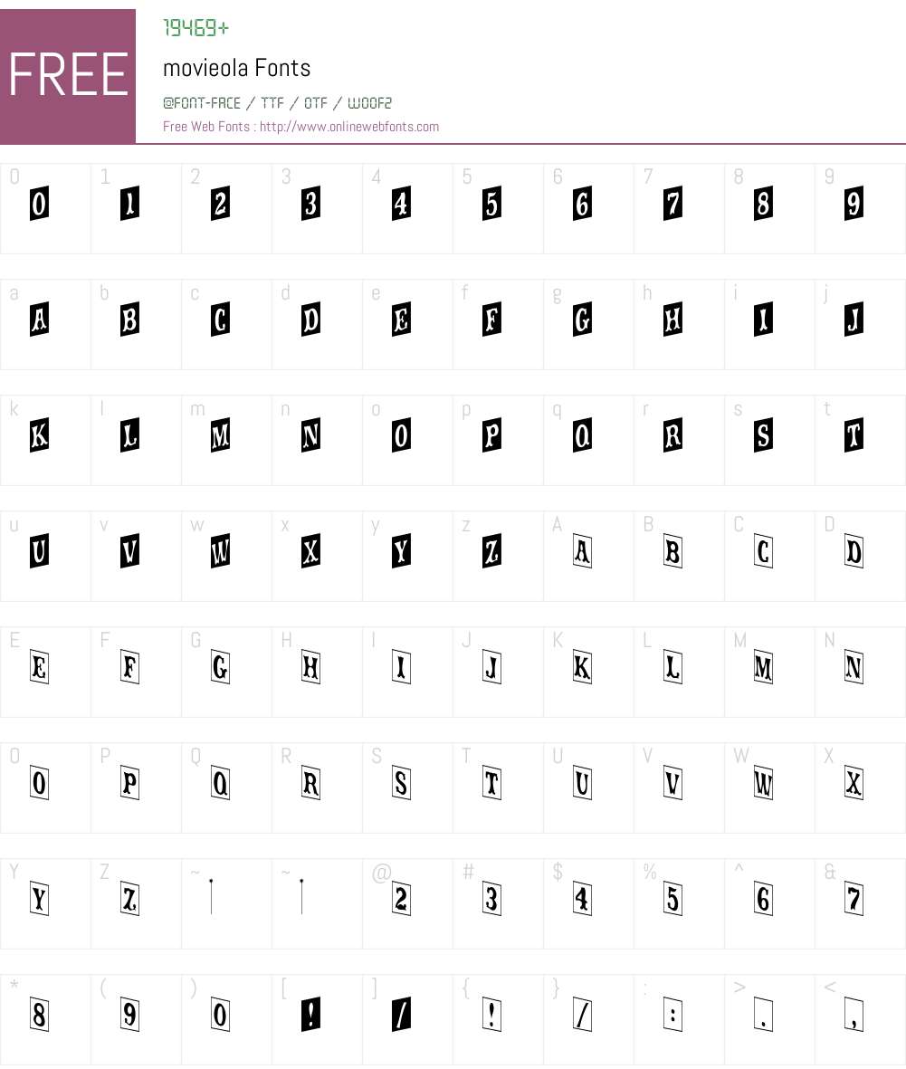 movieola Font Screenshots
