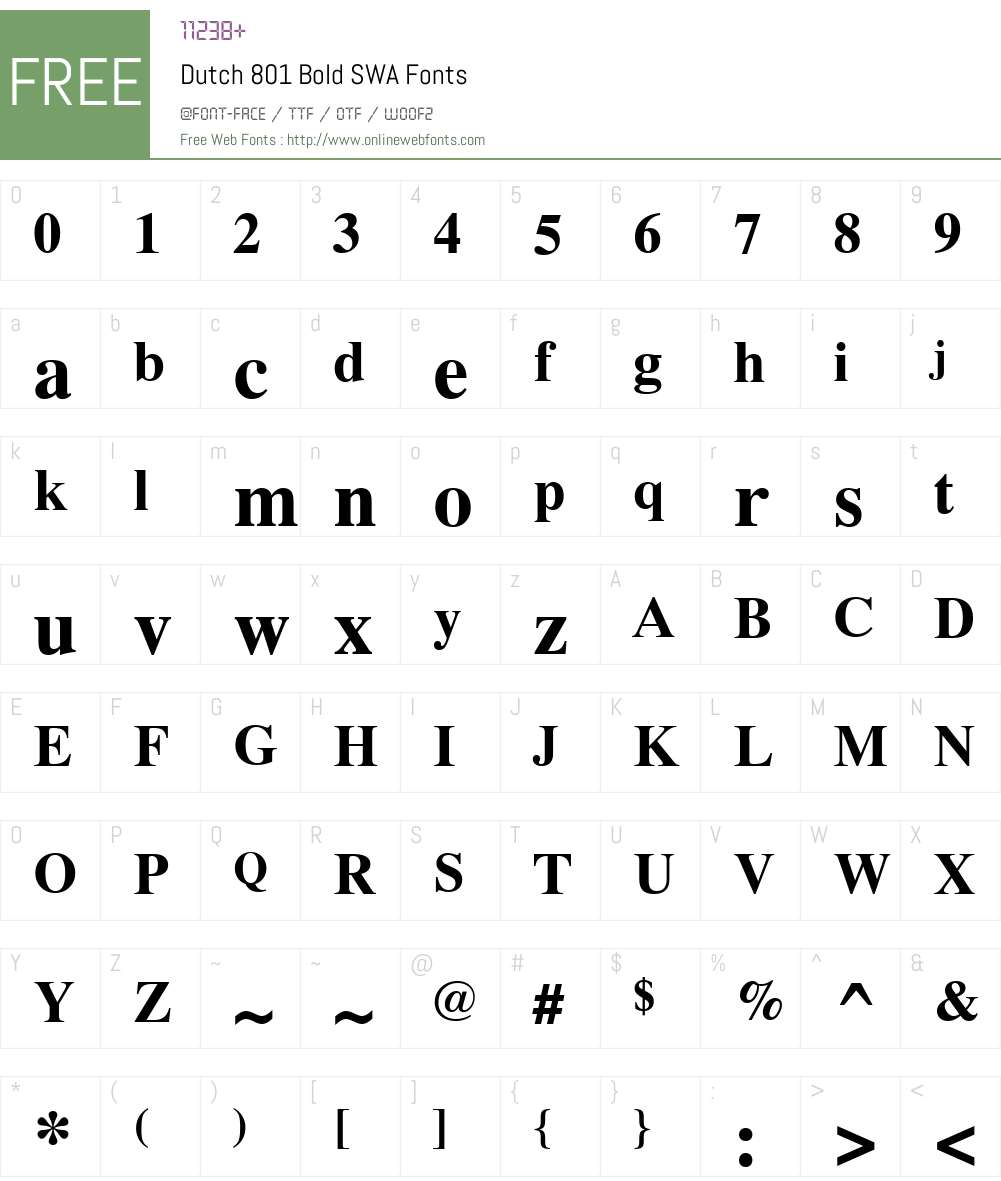 Dutch 801 SWA Font Screenshots