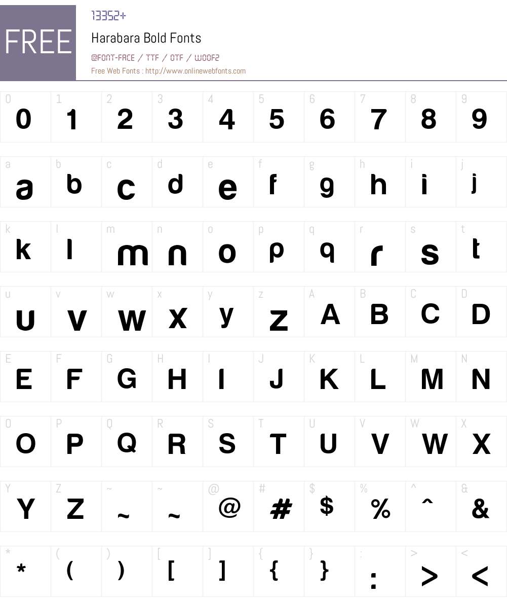 Harabara Font Screenshots
