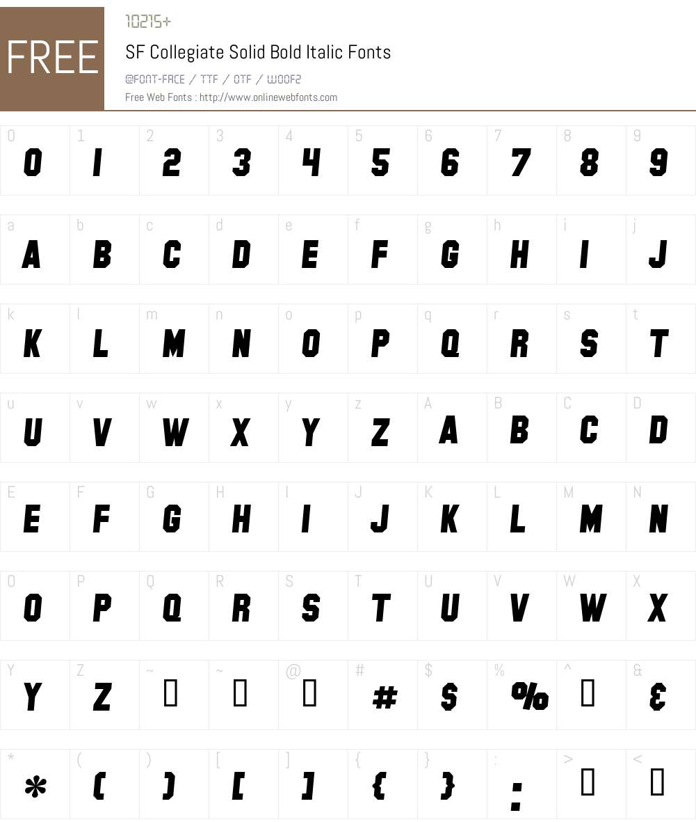 SF Collegiate Solid Font Screenshots