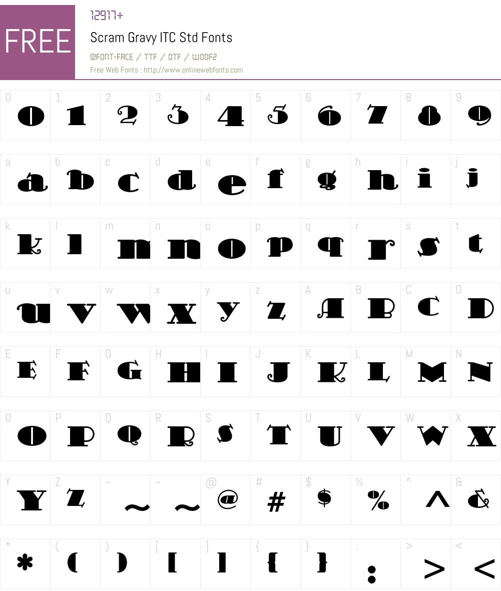 Scram Gravy ITC Std Font Screenshots