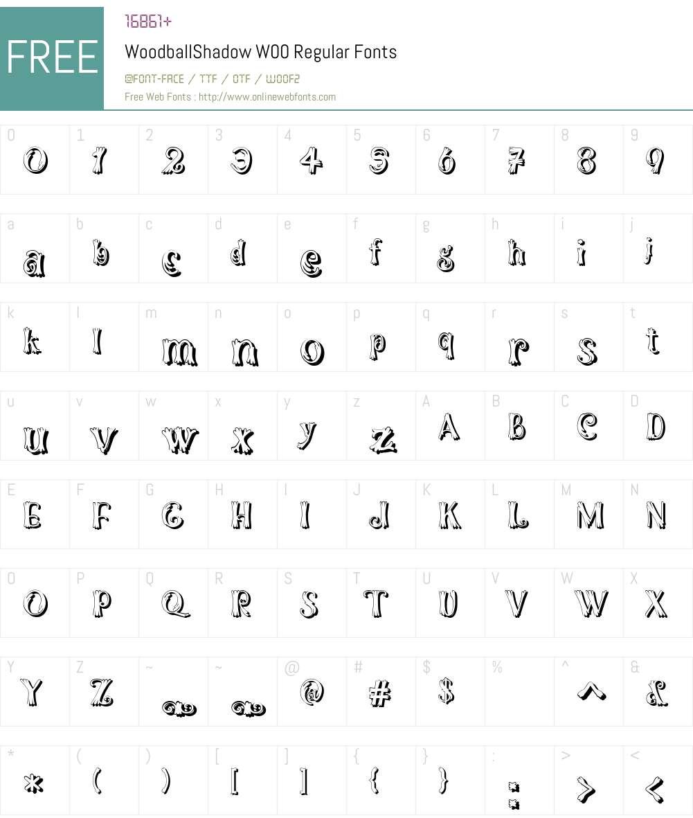 WoodballShadowW00-Regular Font Screenshots