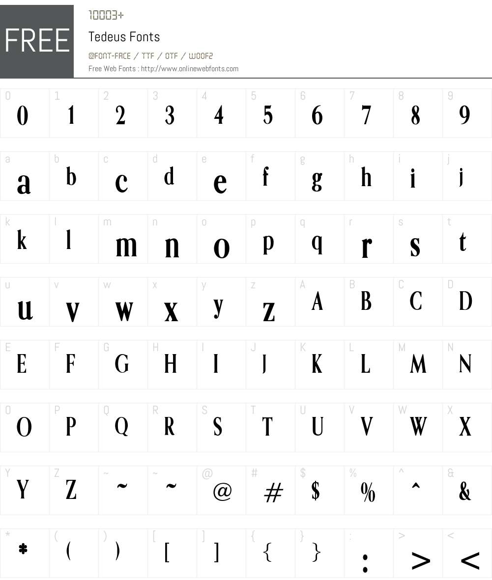 Tedeus Font Screenshots