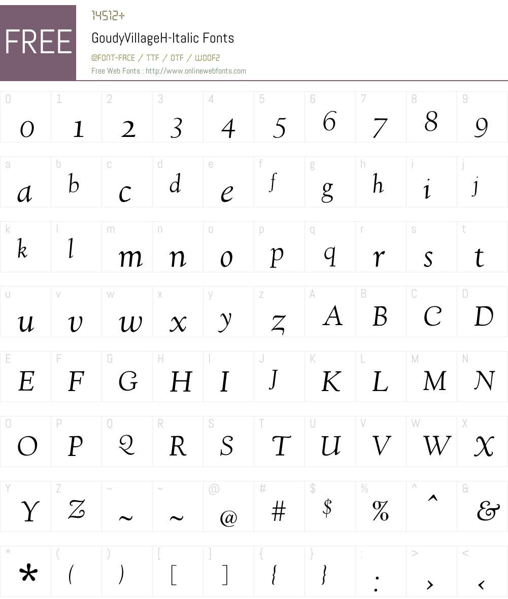 GoudyVillage Font Screenshots