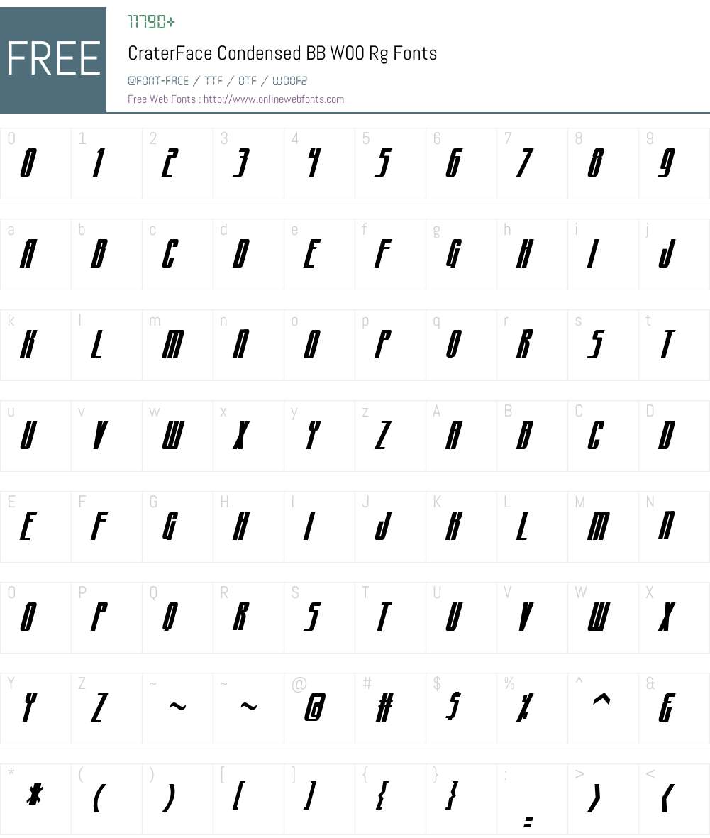 CraterFace Condensed BB Font Screenshots