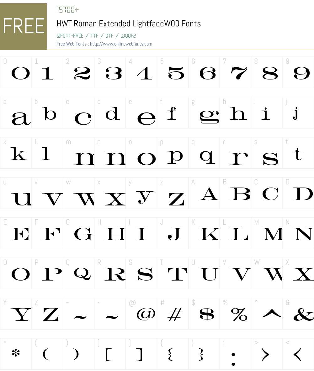 HWT Roman Font Screenshots