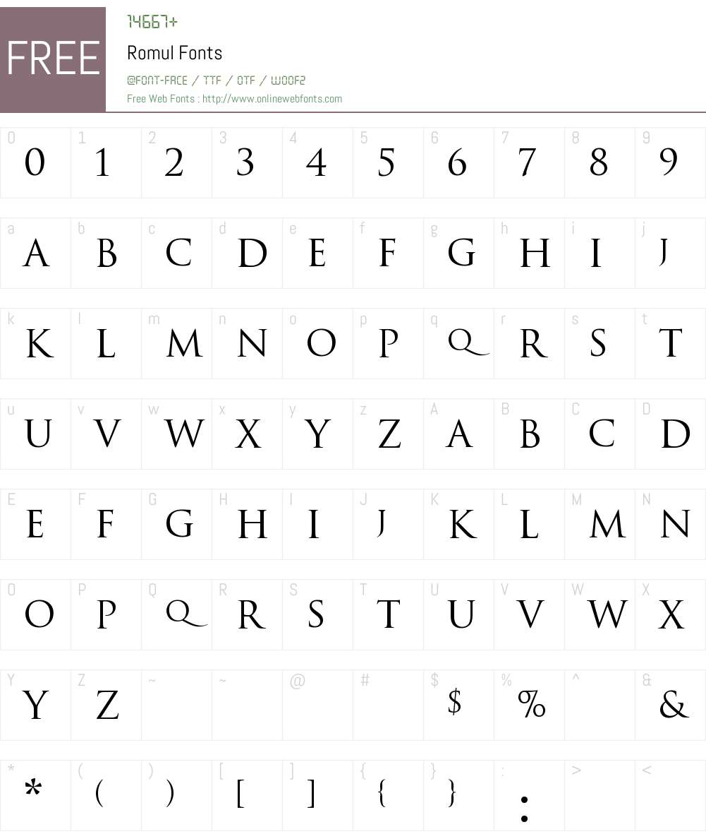 Romul Font Screenshots