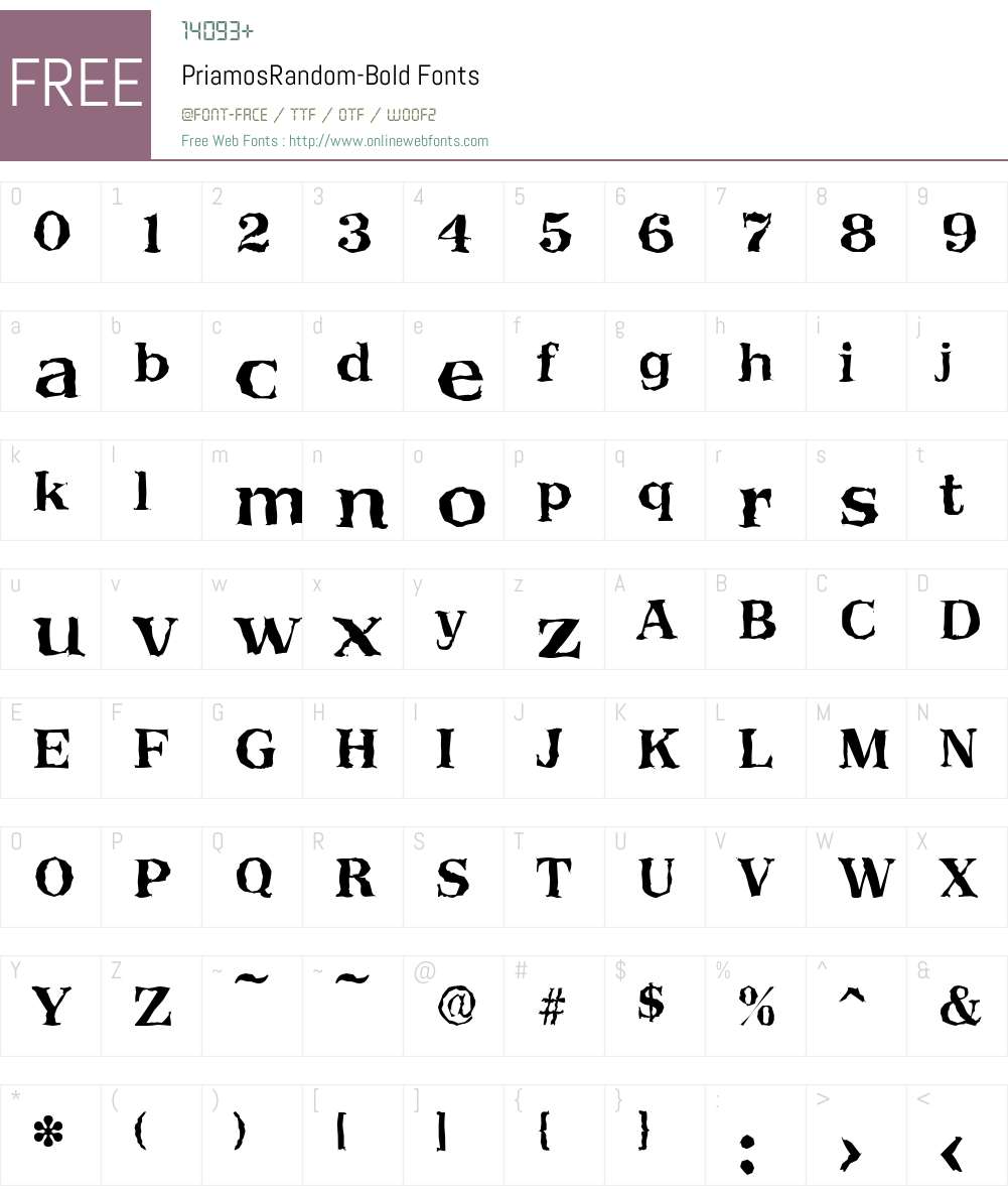 PriamosRandom Font Screenshots