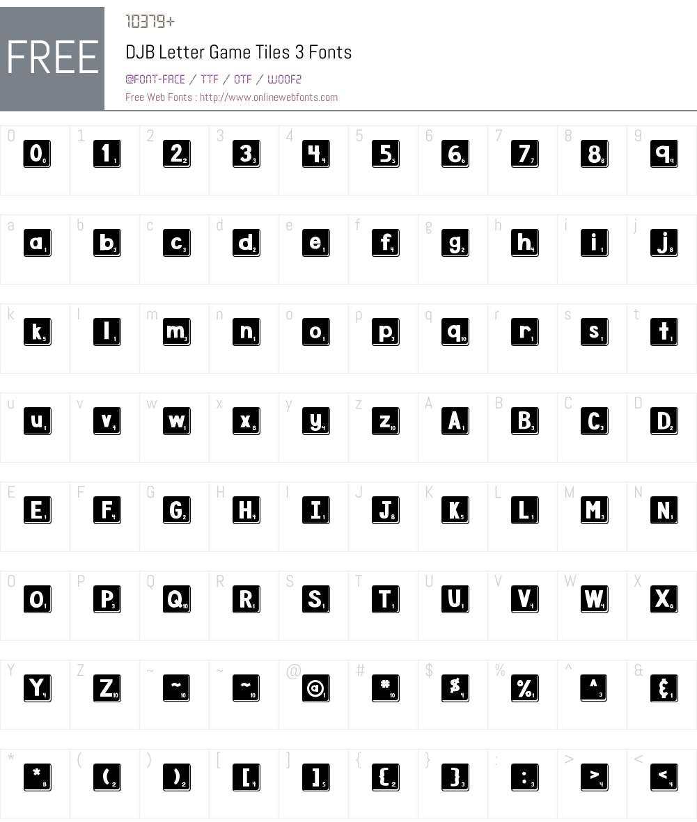 DJB Letter Game Tiles 3 Font Screenshots