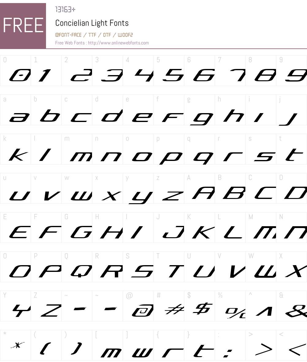Concielian Light Font Screenshots