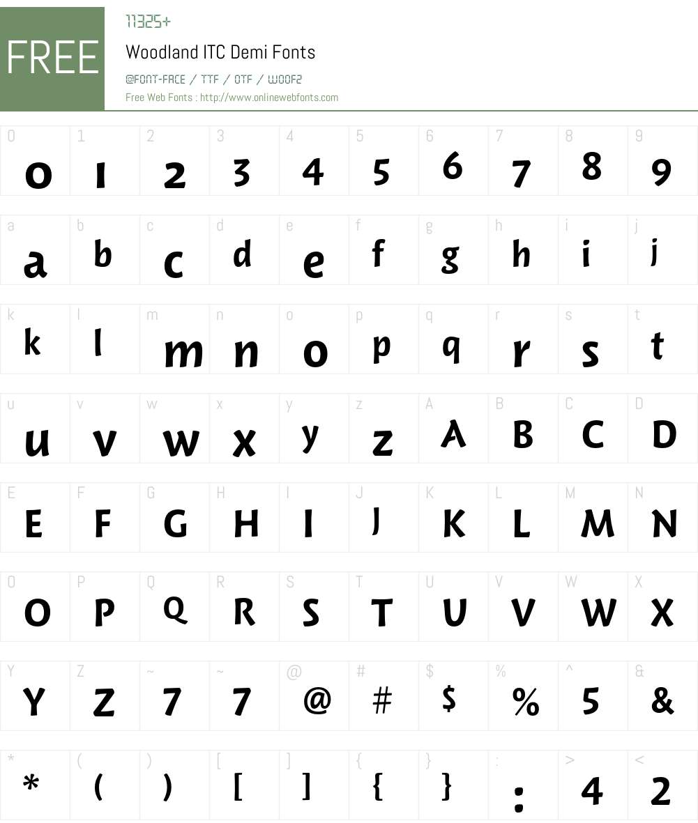 Woodland ITC Font Screenshots
