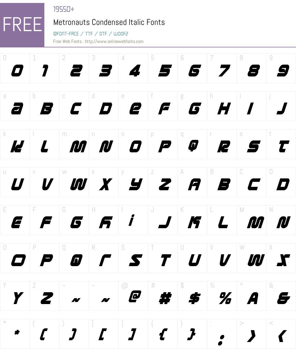Metronauts Condensed Italic Font Screenshots