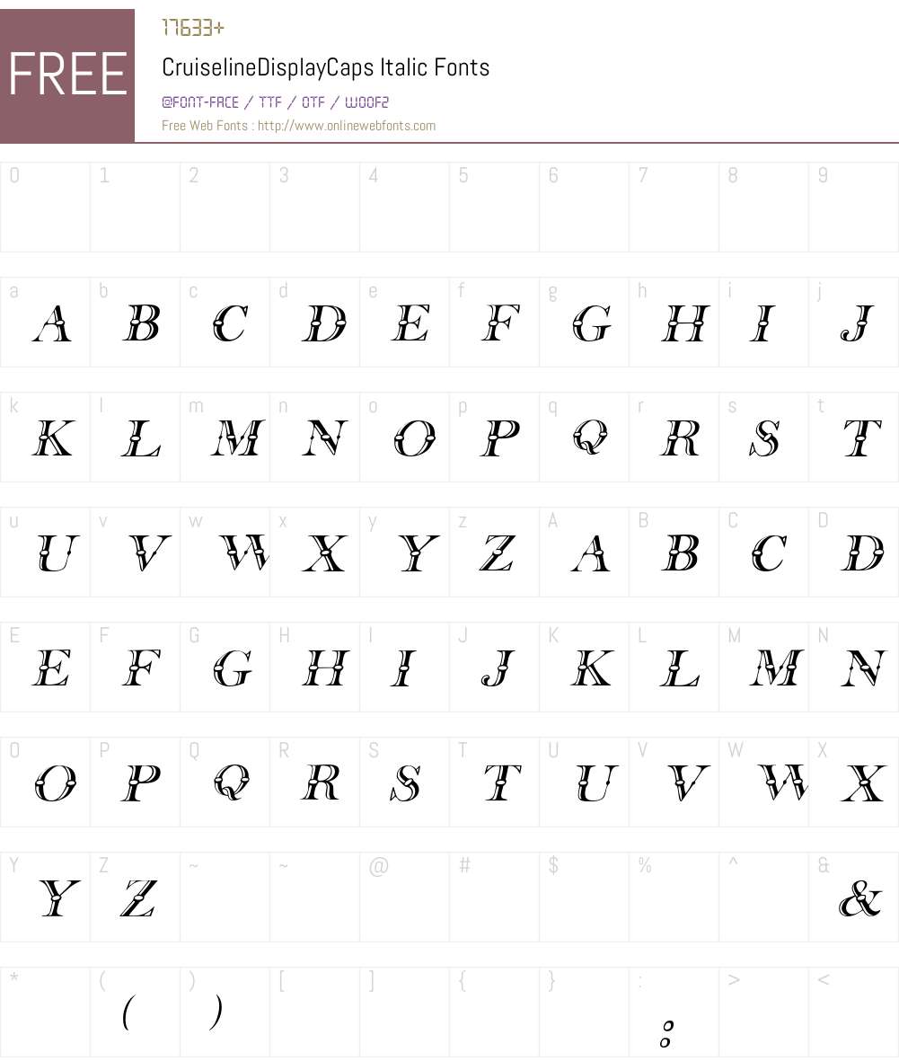 CruiselineDisplayCaps Font Screenshots