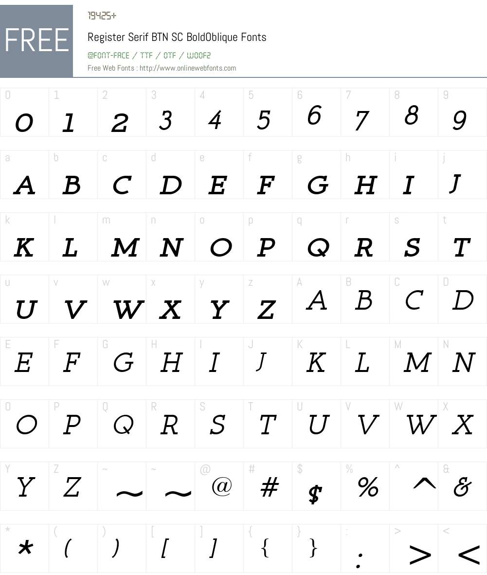Register Serif BTN SC Font Screenshots