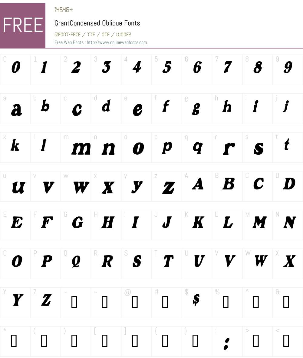 GrantCondensed Font Screenshots