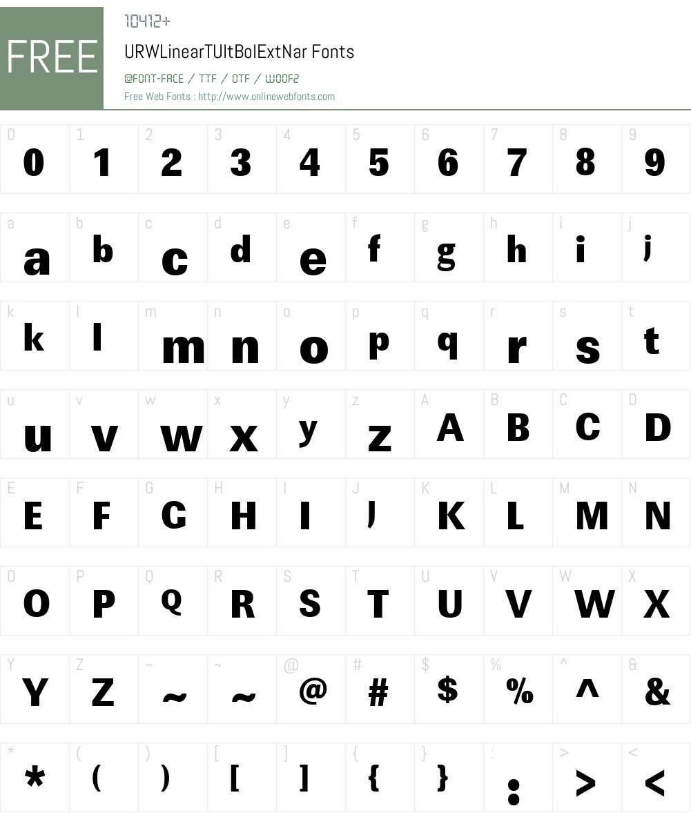 URWLinearTUltBolExtNar Font Screenshots