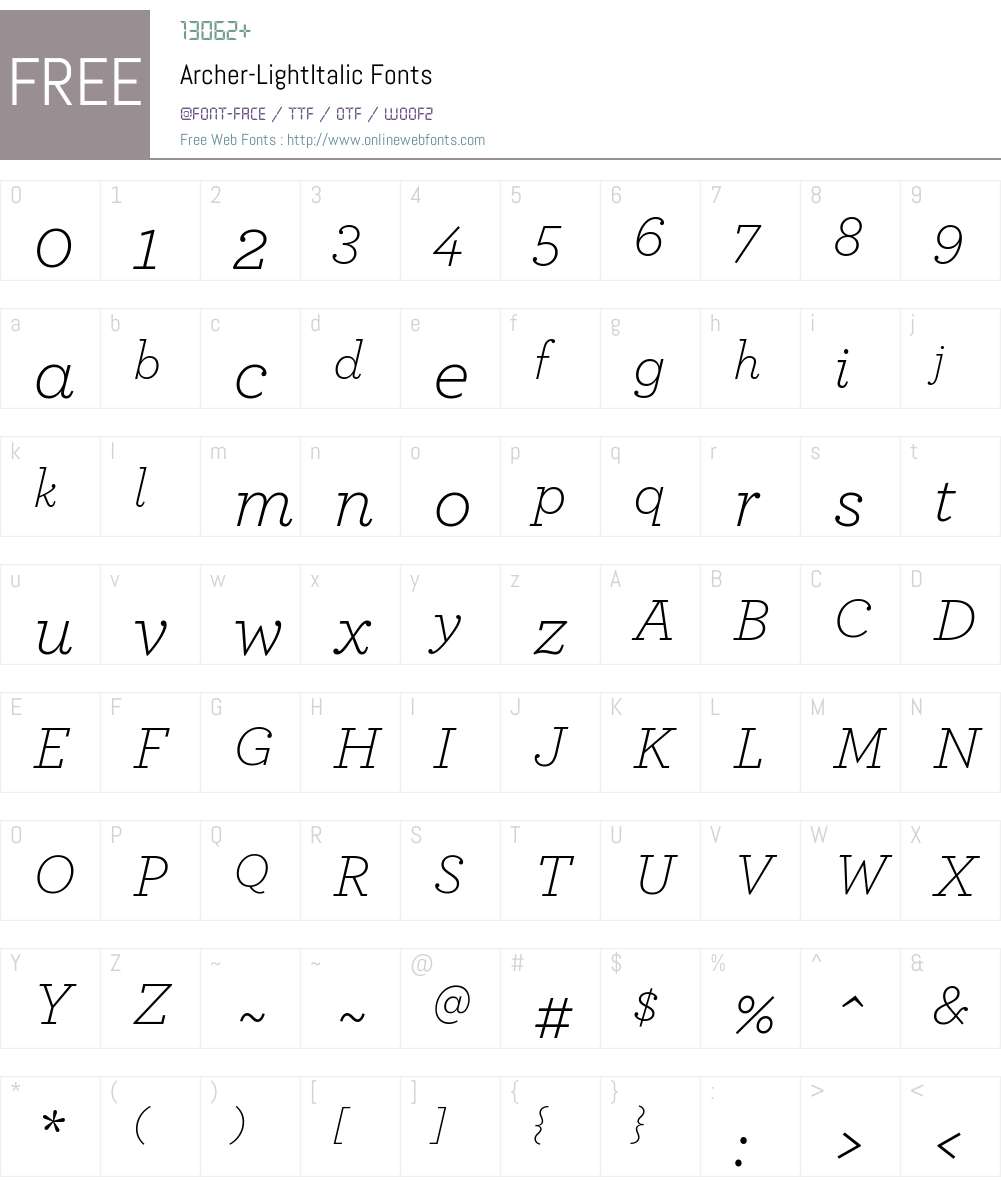 Archer Light Font Screenshots